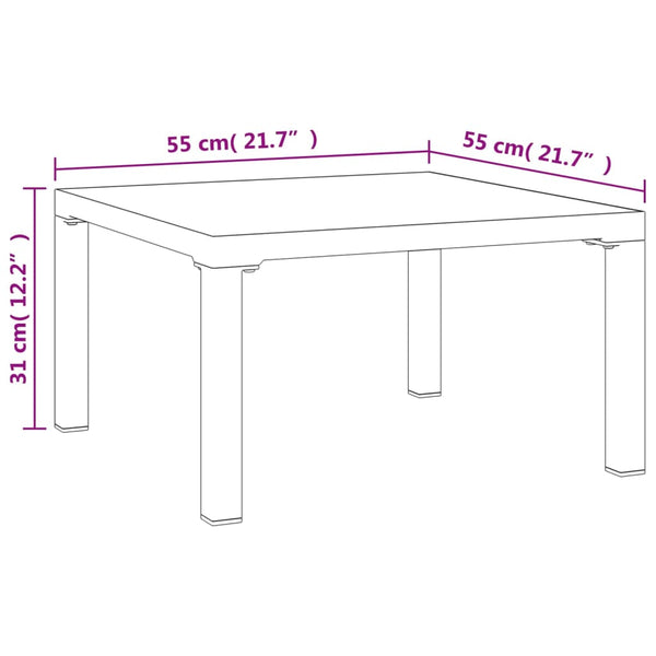 Garden Coffee Table Grey 55X55x31 Cm Dpc And Steel Coffee Tables