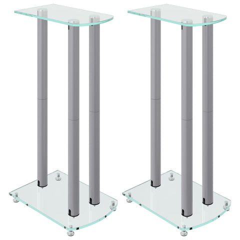 Stands 2 Pcs Silver Tempered Glass 3 Pillars Design Speaker Mounts & Stands