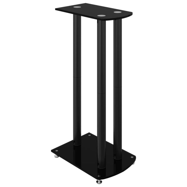 Vidaxl Stands 2 Pcs Black Tempered Glass 3 Pillars Design Speaker Mounts & Stands