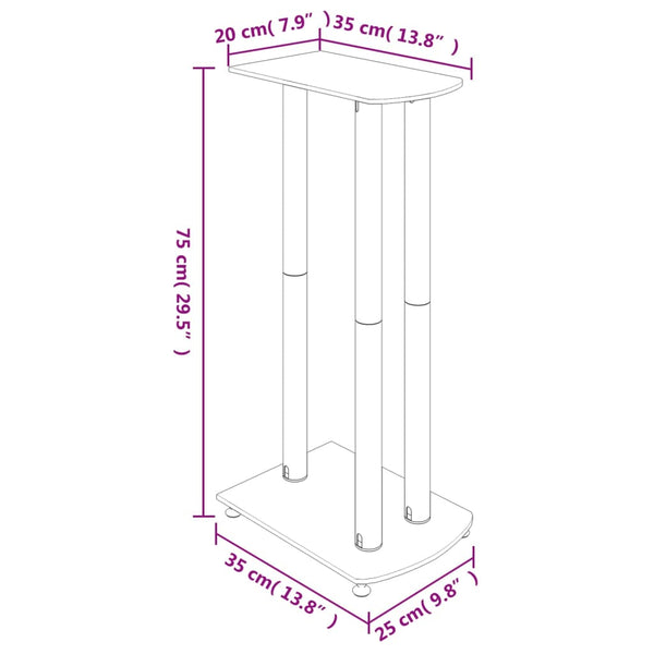 Vidaxl Stands 2 Pcs Black Tempered Glass 3 Pillars Design Speaker Mounts & Stands