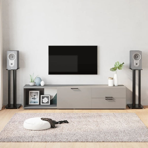 Vidaxl Stands 2 Pcs Black Tempered Glass 3 Pillars Design Speaker Mounts & Stands