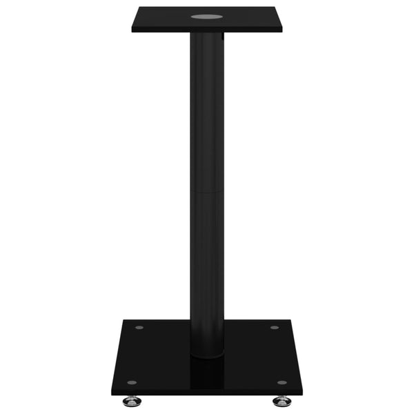 Vidaxl Stands 2 Pcs Black Tempered Glass 1 Pillar Design Speaker Mounts & Stands