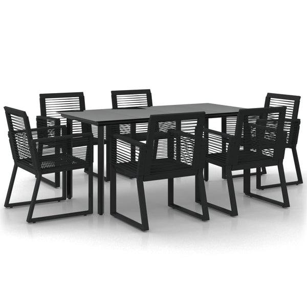 7 Piece Garden Dining Set Black Pvc Rattan Outdoor Dining Sets