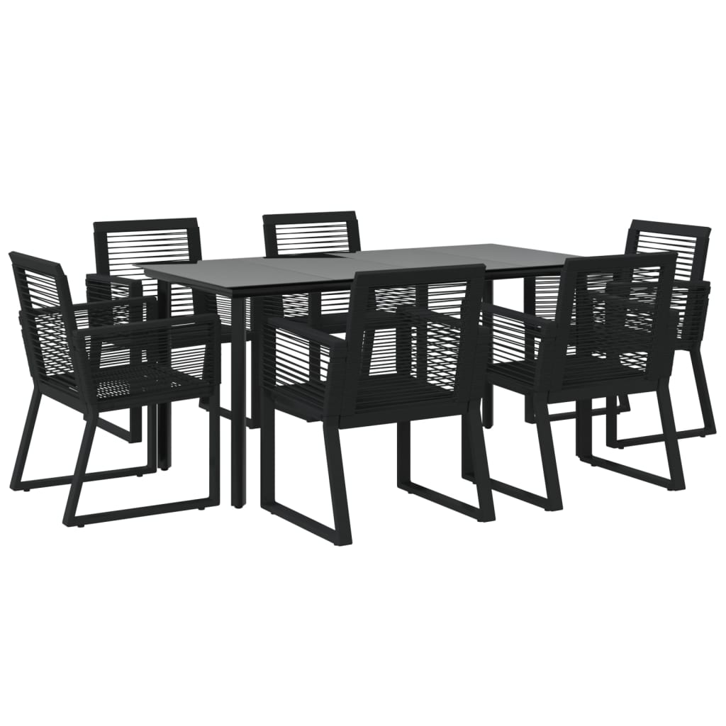 7 Piece Garden Dining Set Black Pvc Rattan Outdoor Dining Sets
