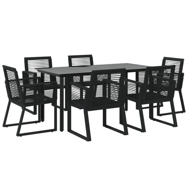 7 Piece Garden Dining Set Black Pvc Rattan Outdoor Dining Sets