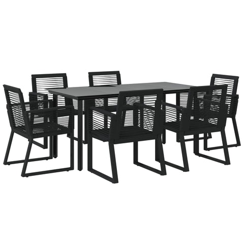 7 Piece Garden Dining Set Black Pvc Rattan Outdoor Dining Sets