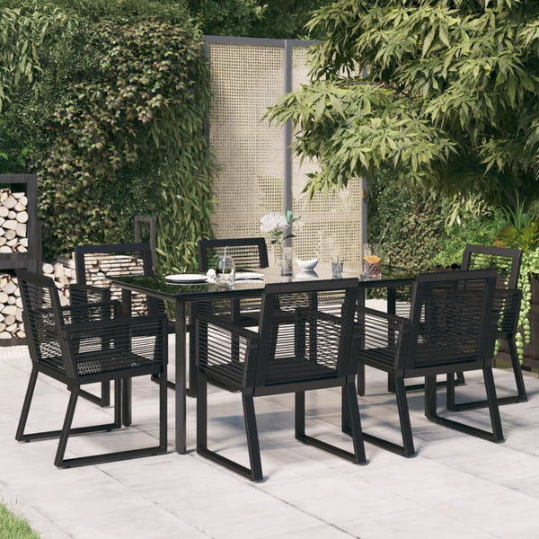 7 Piece Garden Dining Set Black Pvc Rattan Outdoor Dining Sets