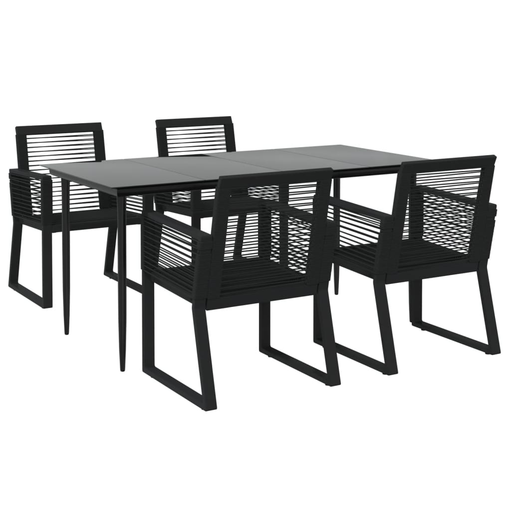 5 Piece Garden Dining Set Black Pvc Rattan Outdoor Dining Sets