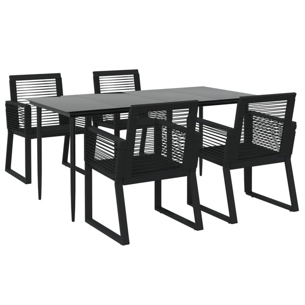 5 Piece Garden Dining Set Black Pvc Rattan Outdoor Dining Sets