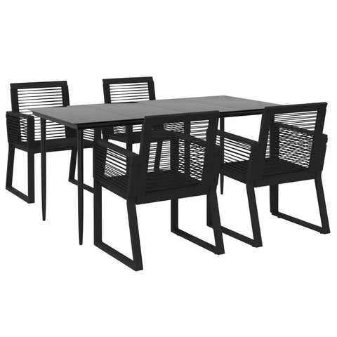 5 Piece Garden Dining Set Black Pvc Rattan Outdoor Dining Sets