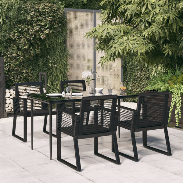 5 Piece Garden Dining Set Black Pvc Rattan Outdoor Dining Sets