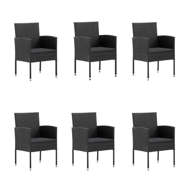 Vidaxl 7 Piece Garden Dining Set With Cushions Black Poly Rattan Outdoor Dining Sets