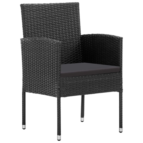 Vidaxl 7 Piece Garden Dining Set With Cushions Black Poly Rattan Outdoor Dining Sets