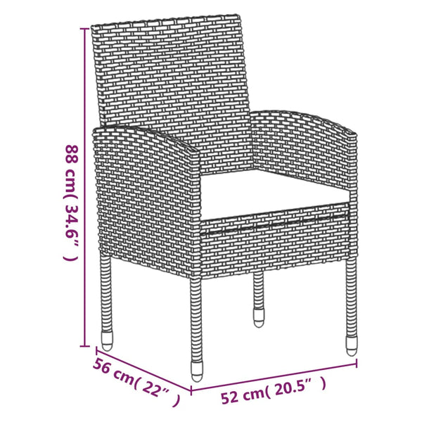 Vidaxl 7 Piece Garden Dining Set With Cushions Black Poly Rattan Outdoor Dining Sets