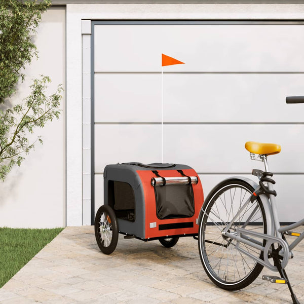 Dog Bike Trailer Orange And Grey Oxford Fabric Iron