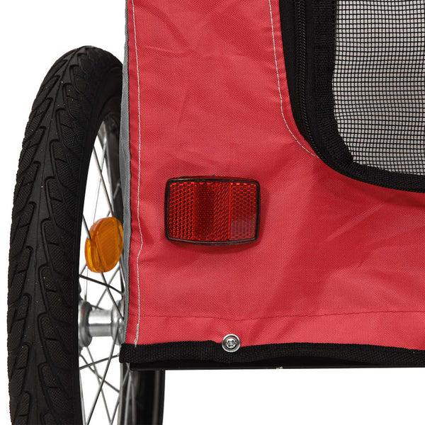 Dog Bike Trailer Red And Grey Oxford Fabric Iron