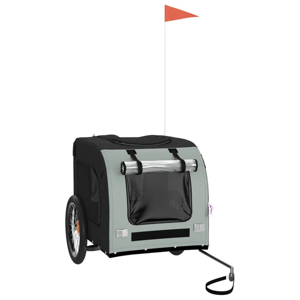 Trailers Dog Bike Trailer Grey And Black Oxford Fabric Iron
