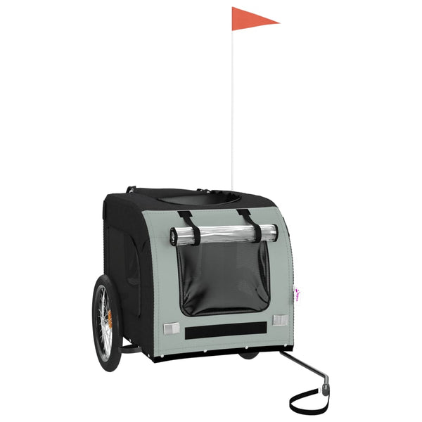Trailers Dog Bike Trailer Grey And Black Oxford Fabric Iron