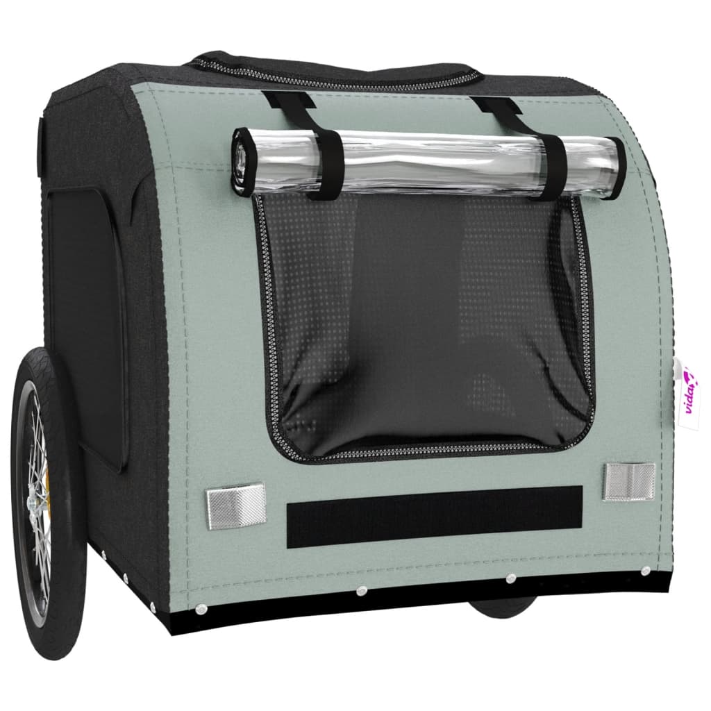 Trailers Dog Bike Trailer Grey And Black Oxford Fabric Iron