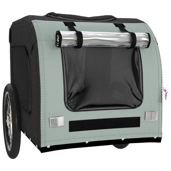 Trailers Dog Bike Trailer Grey And Black Oxford Fabric Iron