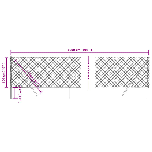 Chain Link Fence Green 1X10 M Fence Panels