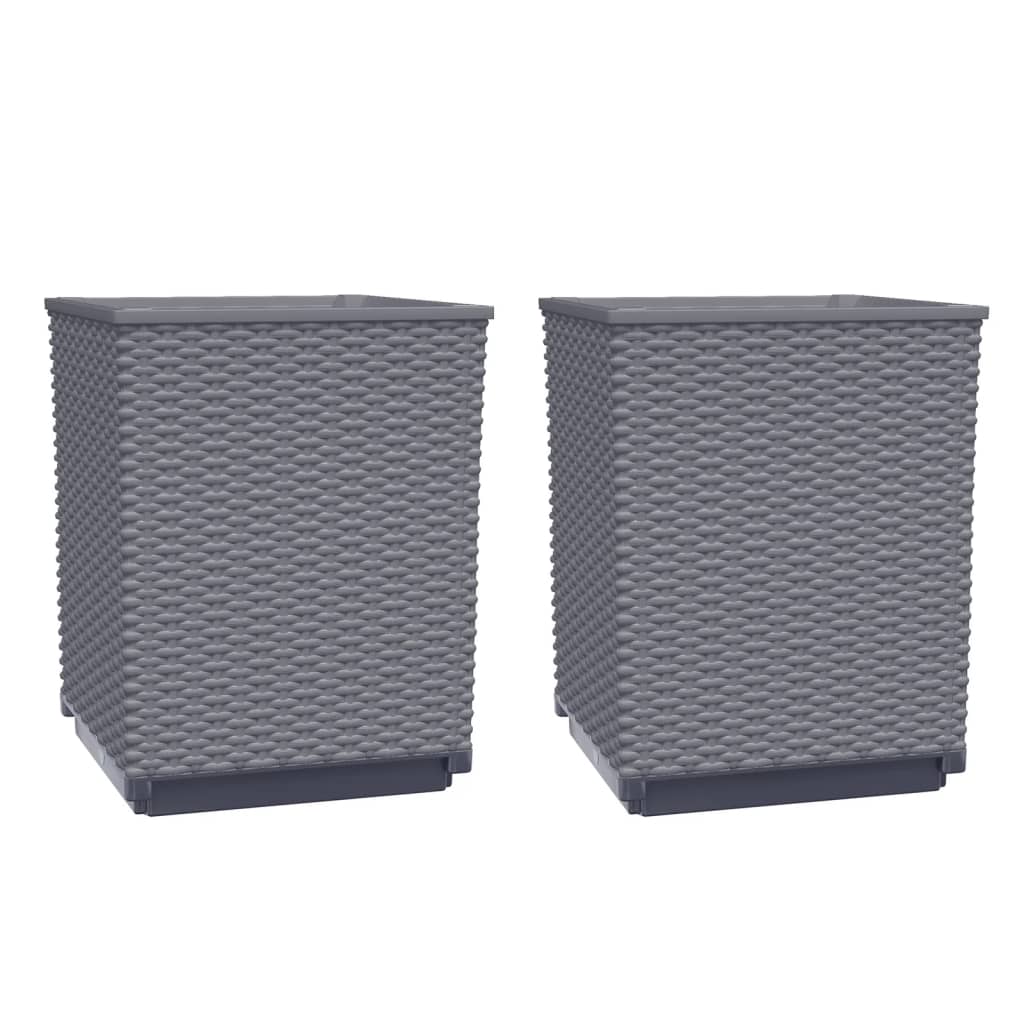 Planters 2 Pcs Dark Grey 30X30x37 Cm Polypropylene Planters & Vases