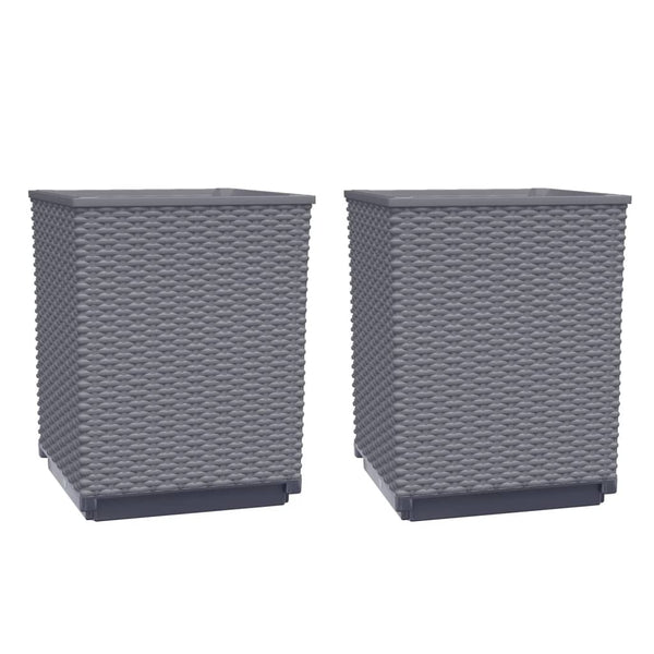 Planters 2 Pcs Dark Grey 30X30x37 Cm Polypropylene Planters & Vases