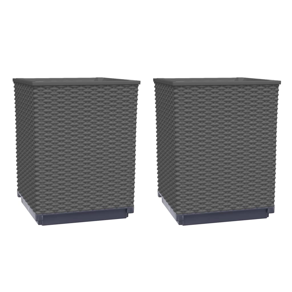 Planters 2 Pcs Black 30X30x37 Cm Polypropylene Planters & Vases
