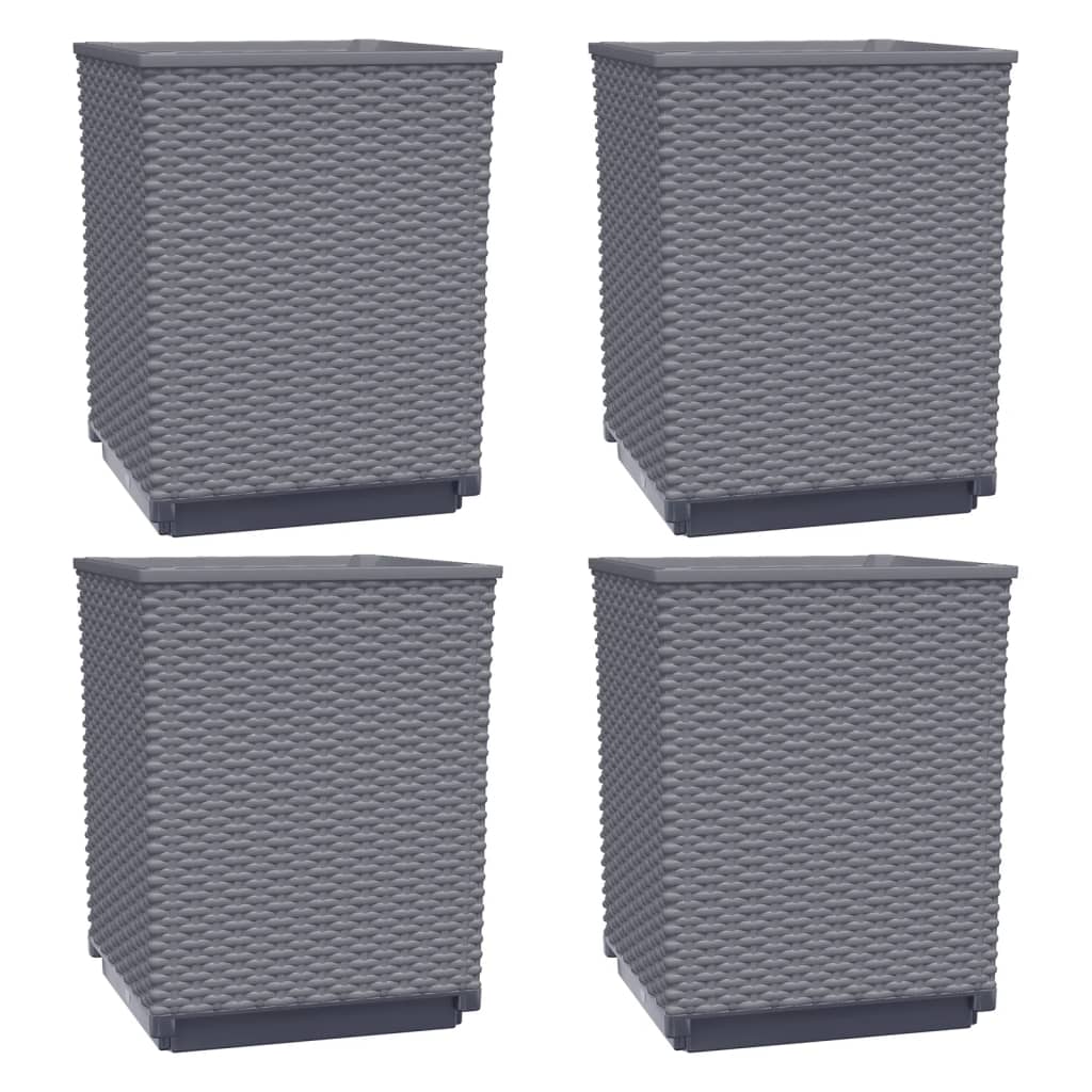 Planters 4 Pcs Dark Grey 30X30x37 Cm Polypropylene Planters & Vases