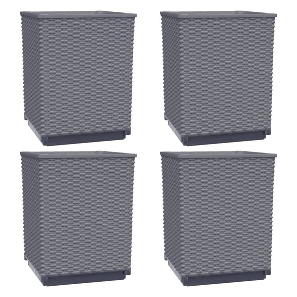 Planters 4 Pcs Dark Grey 30X30x37 Cm Polypropylene Planters & Vases