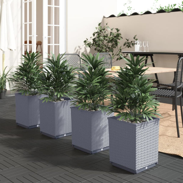 Planters 4 Pcs Dark Grey 30X30x37 Cm Polypropylene Planters & Vases