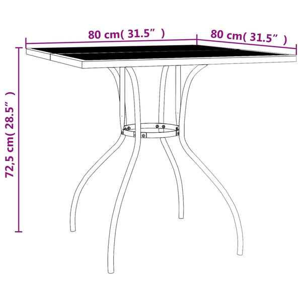 Garden Table Anthracite 80X80x72.5 Cm Steel Mesh Outdoor Dining Patio Patio & Garden Tables