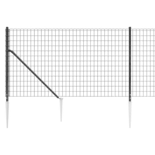 Wire Mesh Fence With Spike Anchors Anthracite 1X25