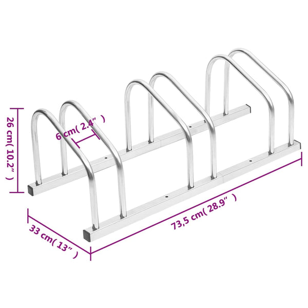 Bike Rack For 3 Bikes Galvanised Steel Bicycle Stands & Storage
