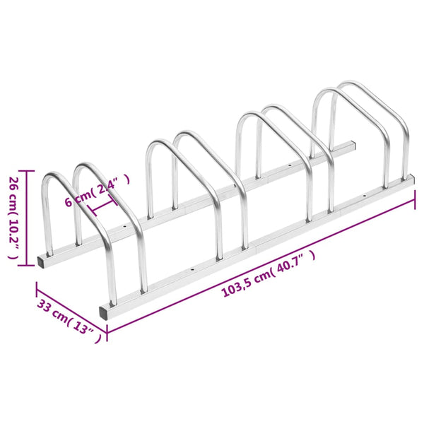 Vidaxl Bike Rack For 4 Bikes Galvanised Steel Bicycle Stands & Storage