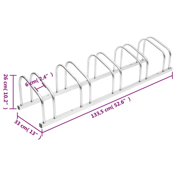 Vidaxl Bike Rack For 5 Bikes Galvanised Steel Bicycle Stands & Storage