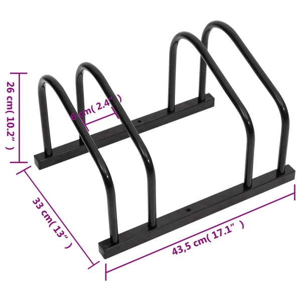 Bike Rack For 2 Bikes Black Steel Bicycle Stands & Storage