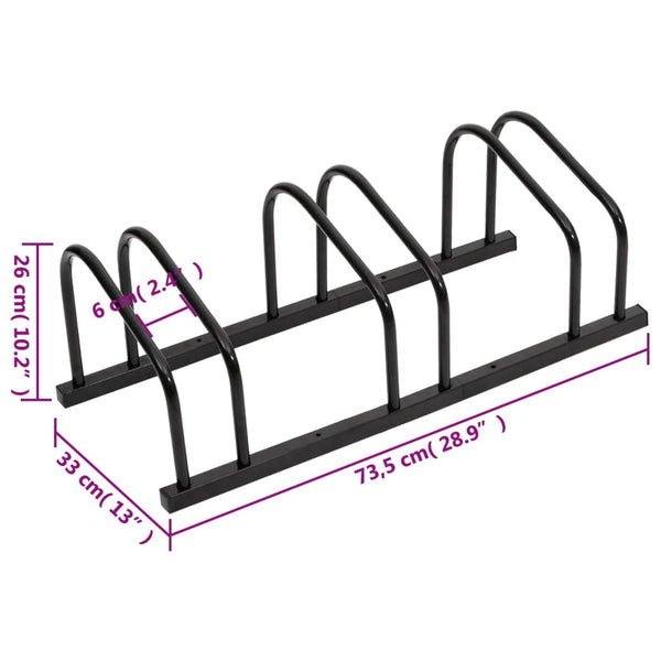 Vidaxl Bike Rack For 3 Bikes Black Steel Bicycle Stands & Storage