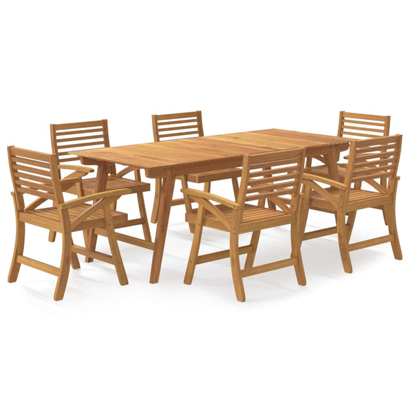 7 Piece Garden Dining Set Solid Wood Acacia Outdoor Dining Sets