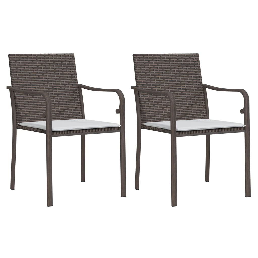 Garden Chairs With Cushions 2 Pcs Brown 56X59x84 Cm Poly Rattan Patio Chairs