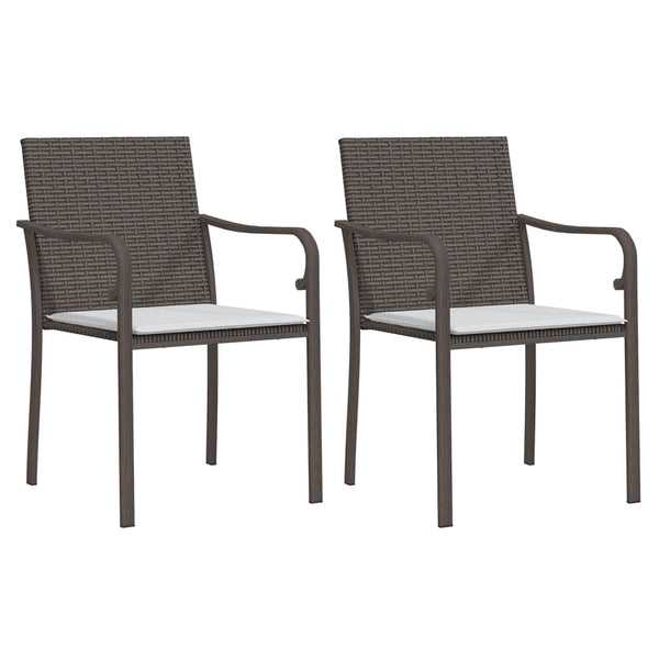 Garden Chairs With Cushions 2 Pcs Brown 56X59x84 Cm Poly Rattan Patio Chairs