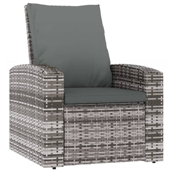 Garden Reclining Chair With Cushions Grey Poly Rattan Patio Chairs