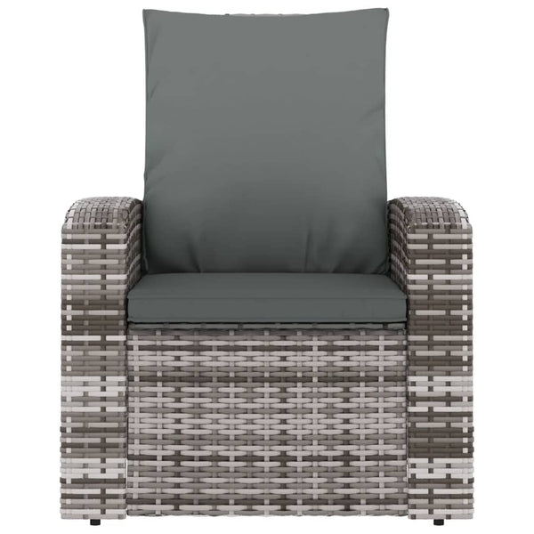 Garden Reclining Chair With Cushions Grey Poly Rattan Patio Chairs
