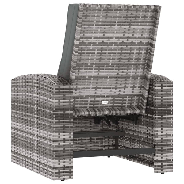 Garden Reclining Chair With Cushions Grey Poly Rattan Patio Chairs