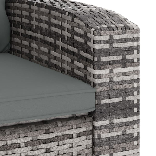 Garden Reclining Chair With Cushions Grey Poly Rattan Patio Chairs