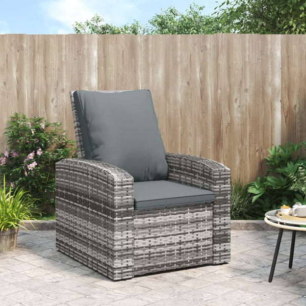 Garden Reclining Chair With Cushions Grey Poly Rattan Patio Chairs