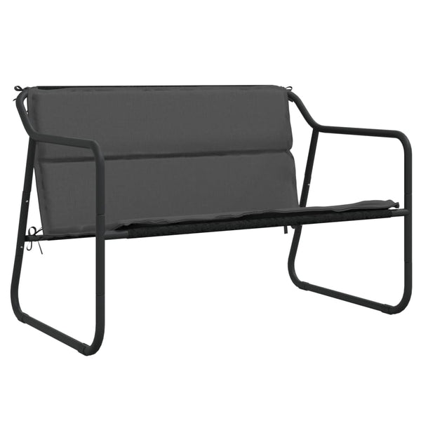 2 Seater Garden Bench With Cushion Anthracite Steel Patio Benches