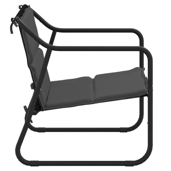 2 Seater Garden Bench With Cushion Anthracite Steel Patio Benches