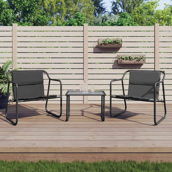 3 Piece Garden Lounge Set With Cushions Anthracite Steel Loungers