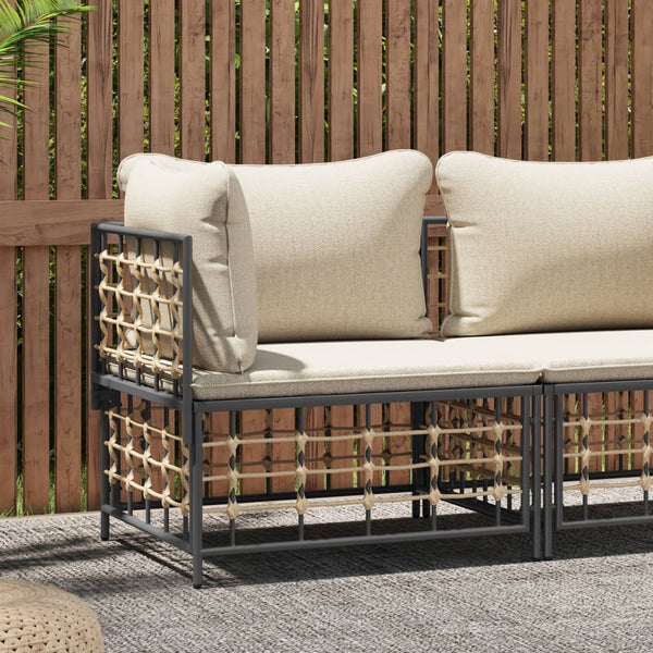 Garden Corner Sofa With Beige Cushions Poly Rattan Patio Chairs